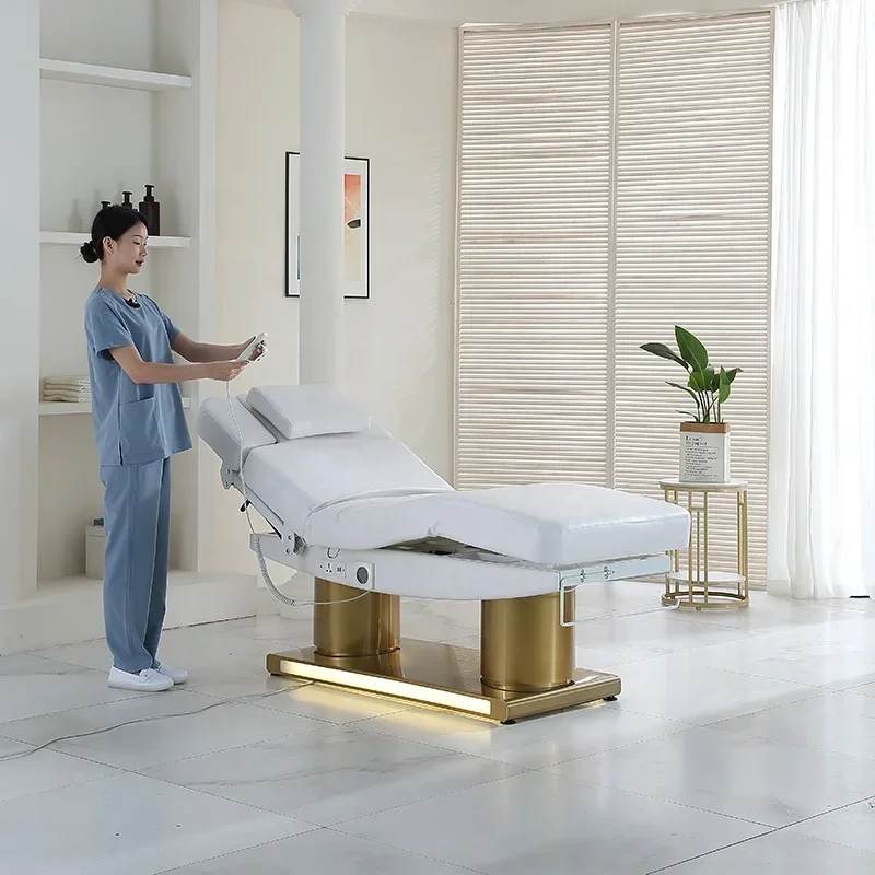 

Hot sales Gold electric eyelash beauty massage bed facial eyelash chair massage