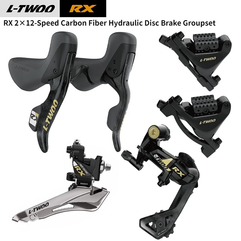 

LTWOO RX 2x12-Speed Hydraulic Disc Brake Groupset, Carbon Road Bike Shifters Complete Road Drivetrain Brake Set