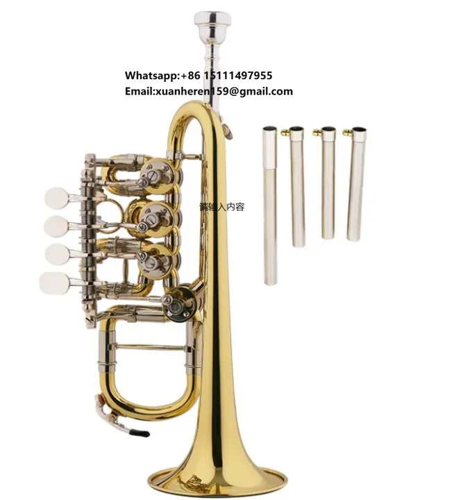 Eastern Music Rotary Trumpet with Brass Body Cupronickel Tuning Pipe and 3pcs Extra Leadpipe