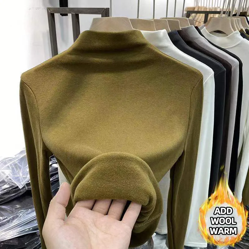 

Autumn Winter Women Thermal Cozy Wool Silk Soft Warm Base-layer Knitwear Turtleneck Cashmere-blend Long-sleeve Pullover Sweater