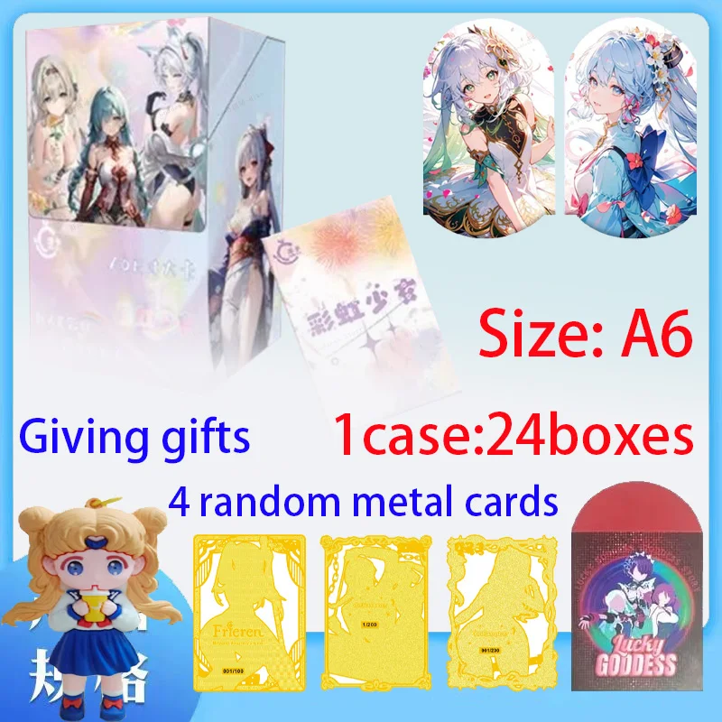 Wholesale Newest Rainbow Girl Goddess Story A6 Large Size Goddess Story Metal Card Waifu Mitsuri Nami Doujin Toys Gift