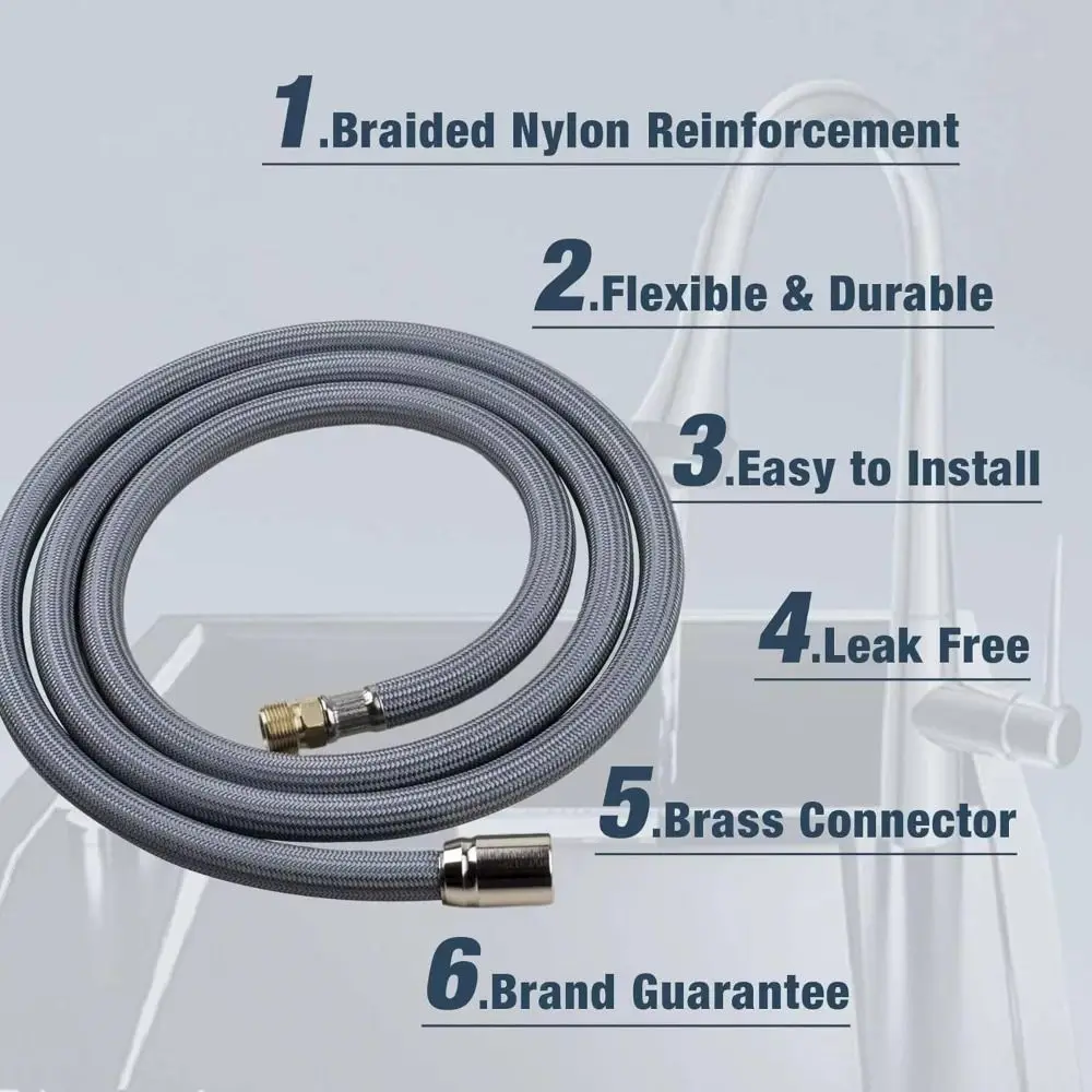 150cm Pull Down Shower Hose Basin Kitchen Faucet Hose Replacement Universal Nylon Sink Sprayer Supply Lines Bathroom