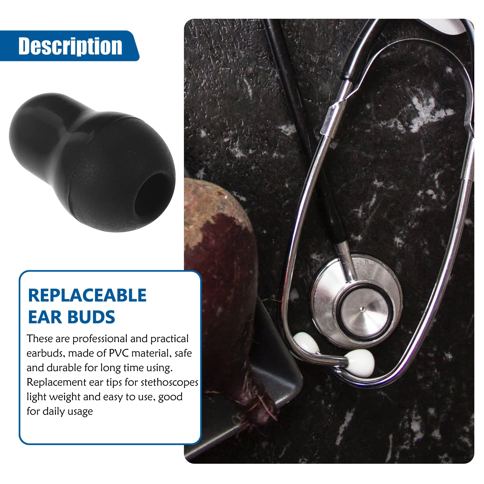 

10 Pieces Silicone Stethoscope Earbuds Comfortable Replacement for 6mm Earphone Hospital Clinic Accessories for