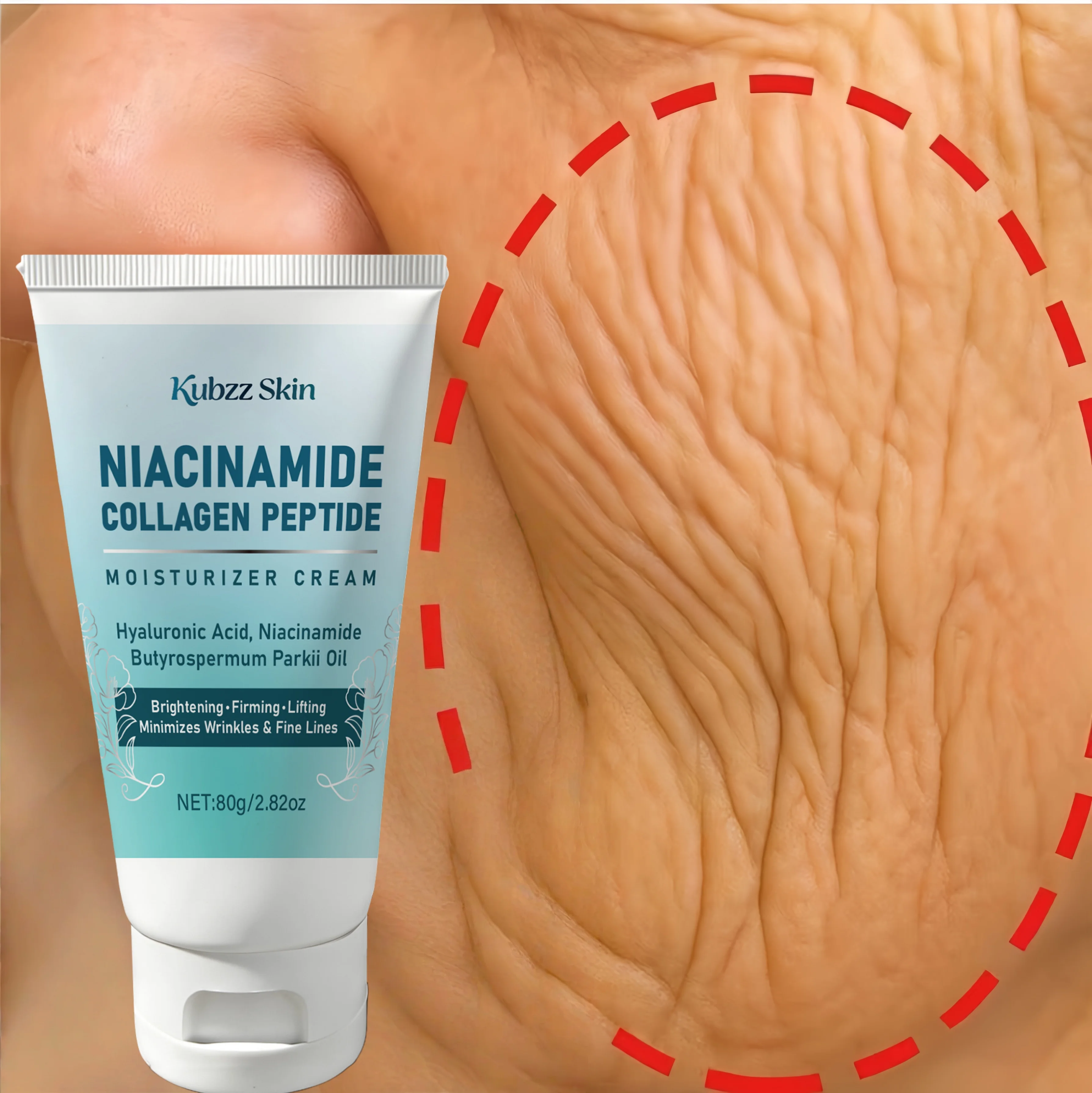 Crème hydratante à la niacinamide 80G/2.82Oz - Crème contenant de l'acide hyaluronique, de la céramide NP, de la niacinamide et du beurre de karité - Raffermit, améliore le relâchement cutané, améliore l'élasticité, unifie le teint, convient à tous les tons de peau beige clair