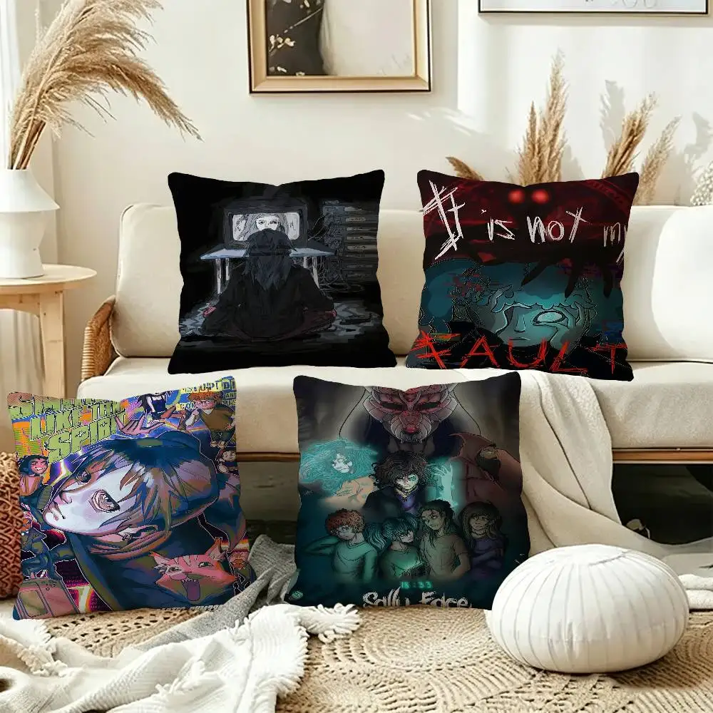 Horror Game S-Sally Face Pillow Gift Home Office Decoration Bedroom Sofa Car Cushion Cover case 45x45