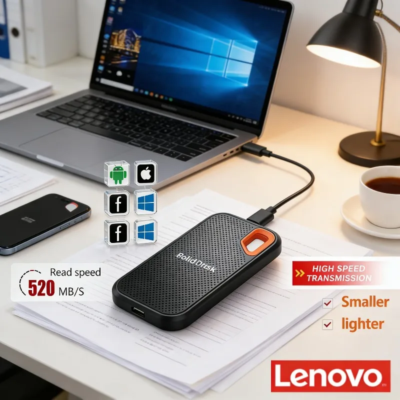 

Lenovo E61 Hard Disk HDD Storage Hard Disk Mobile SSD 1TB 2TB 256TB USB 3.1 HD External Hard for Laptop PS5 Mobile
