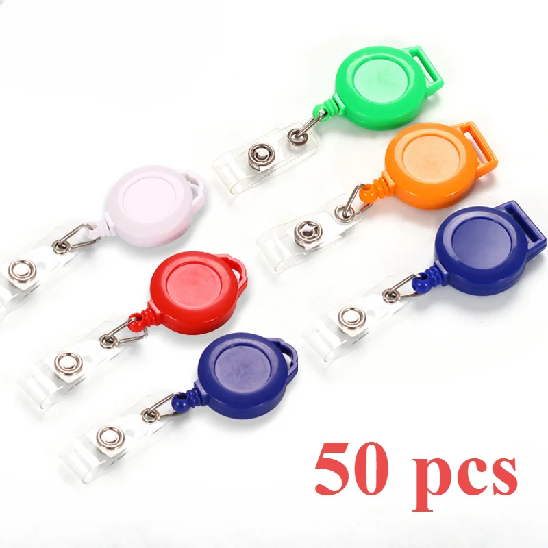 

50pcs/lot Retractable Badge Reels with Belt Chest Pocket Clip for Staff Nurses Doctors Name ID Tag Pass Access Card Badge Holder