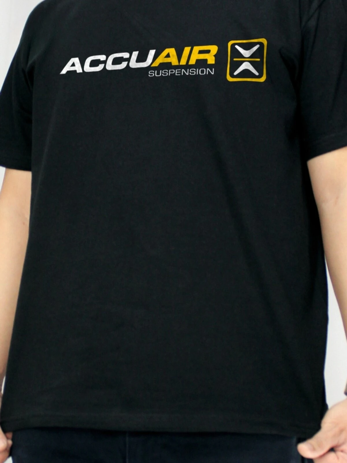 ACCU short-sleeved pneumatic shock-absorbing T-shirt for car cornering ground racing style cotton pullover with lettering print
