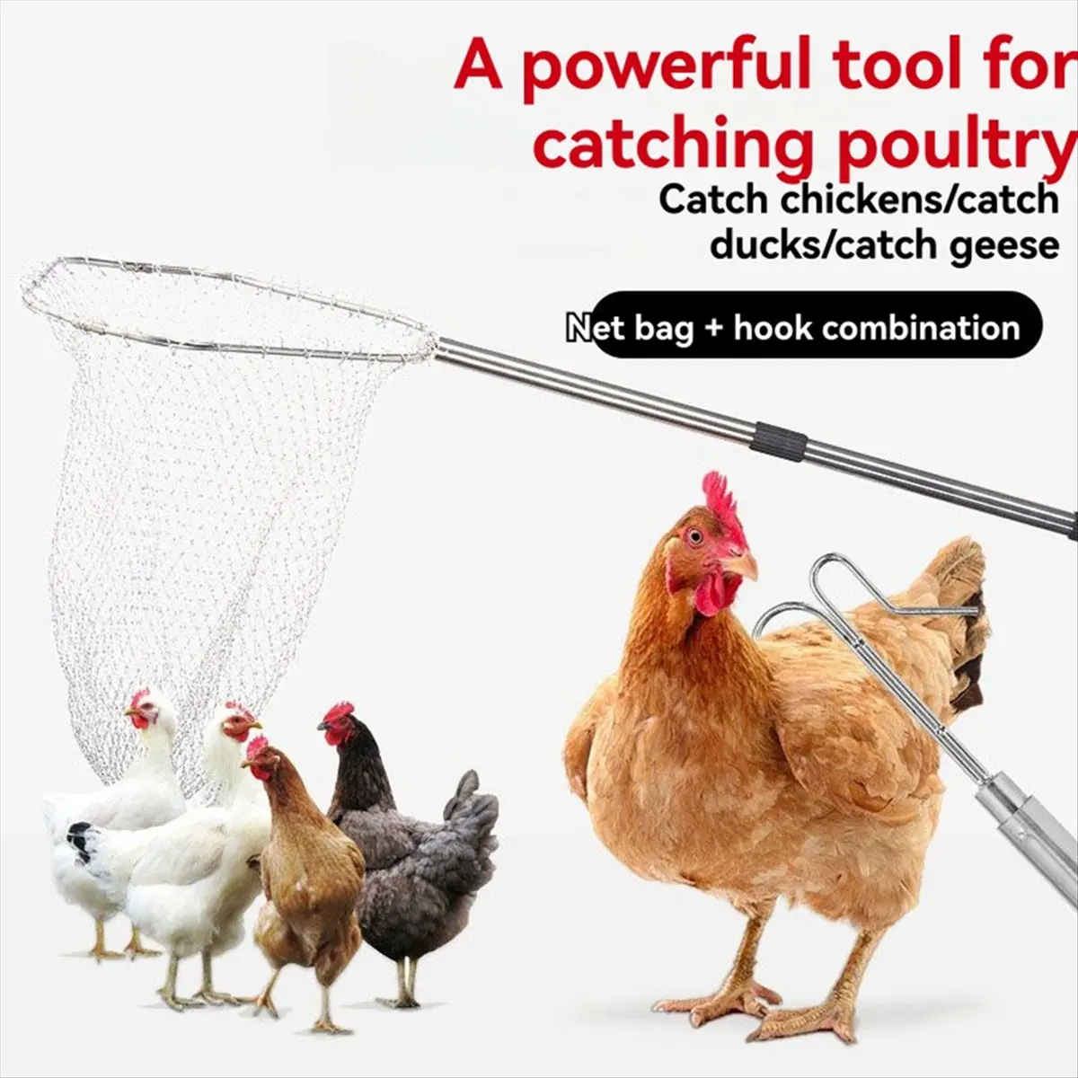 BHBL Chicken Catching Net,Adjustable Chicken Net, Suitable for Catching Outdoor Animals Such As Chickens, Ducks, Fishnet