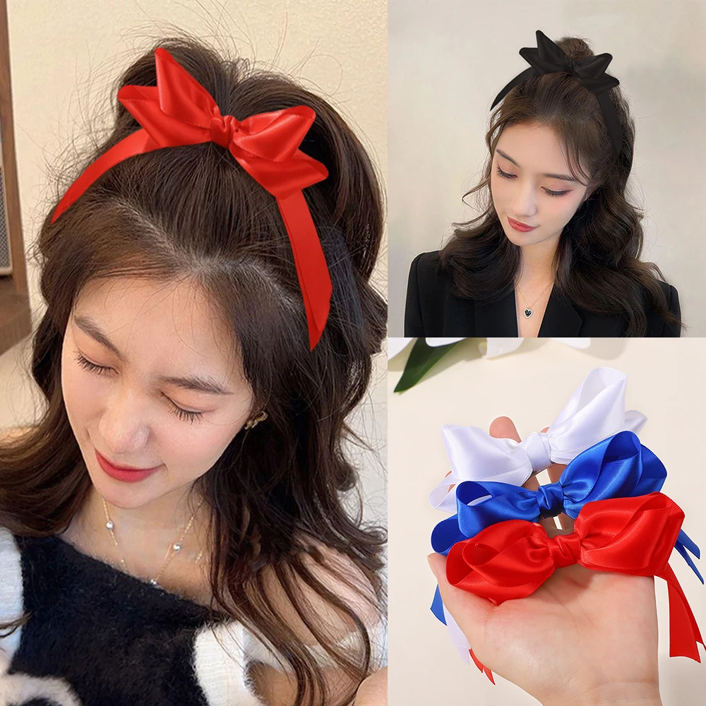

2pcs/Set Long Ribbon Hair Bow Clips Sweet Ponytail Holder Barrettes Y2K Hair Accessories for Women Girls Back Head Top Clip