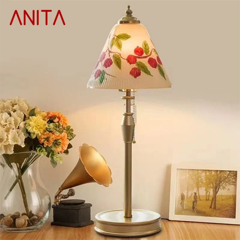 ANITA French Table Lamp American Retro Living Room Bedroom Villa European Creative Bedhead Desk Light