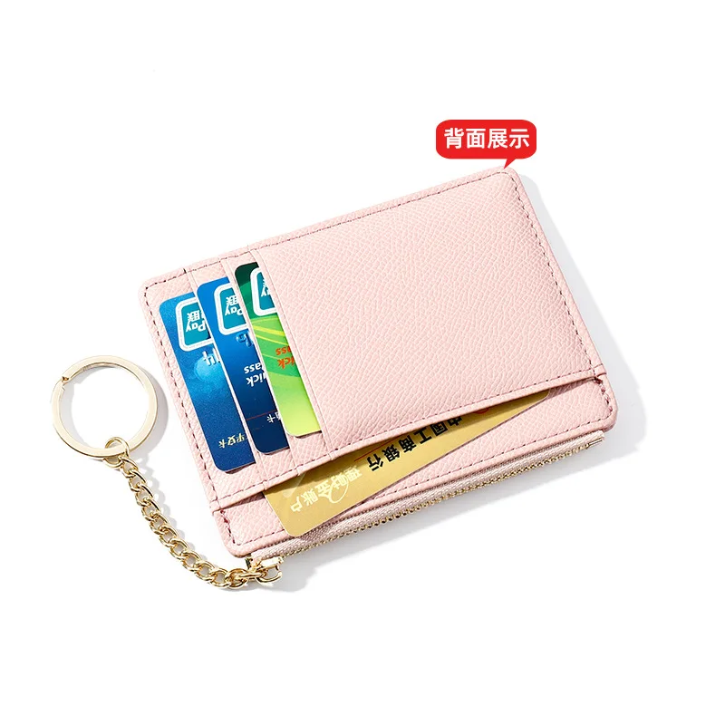 Monedero de cuero PU con cremallera para mujer, Mini llavero, billetera pequeña, portatarjetas de múltiples bits, nuevo