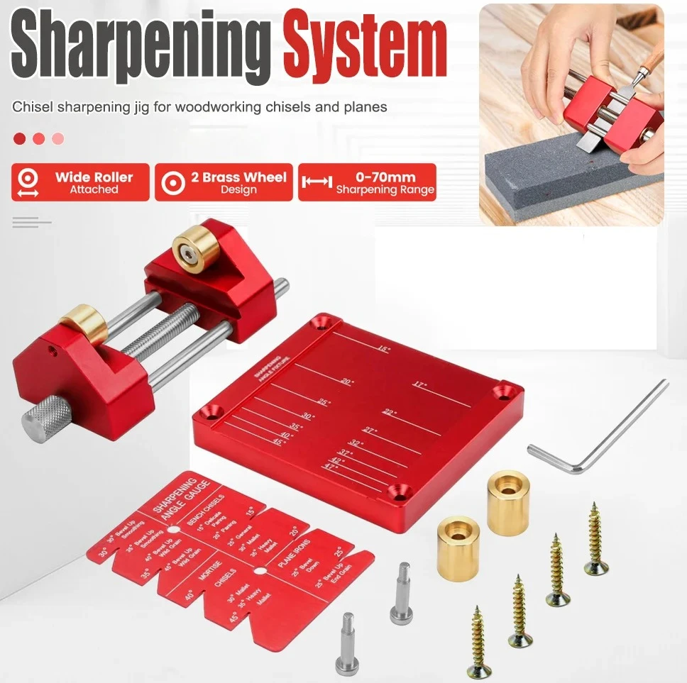 Angle Grinder Sharpening Jig Kit, 0-70mm Honing Guide & Stand for Woodworking Chisels, Precision Grinding Attachment Tool