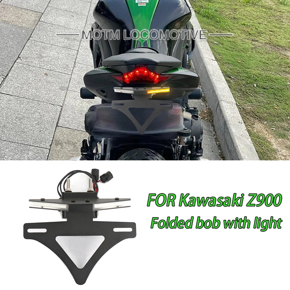 

FOR Kawasaki Kawasaki Z900 Motorcycle License Plate Holder Integrated Foldable with Flowing Light License Plate Holder 2017-2024