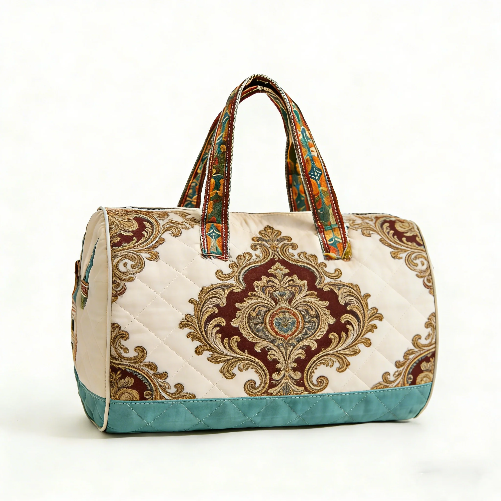 

Diamond Grid Printing Forest Quilted Duffle Bag Camping Trailer Travel Tote Men Women Handbag Weekender Bag