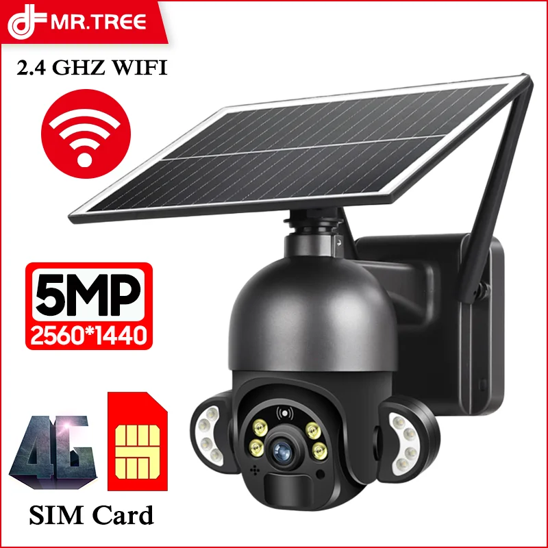 

5MP HD 4G/WIFI Low Power Solar security Camera PTZ Night Vision Two Way Audio Outdoor Monitoring Solar Power IP Camera