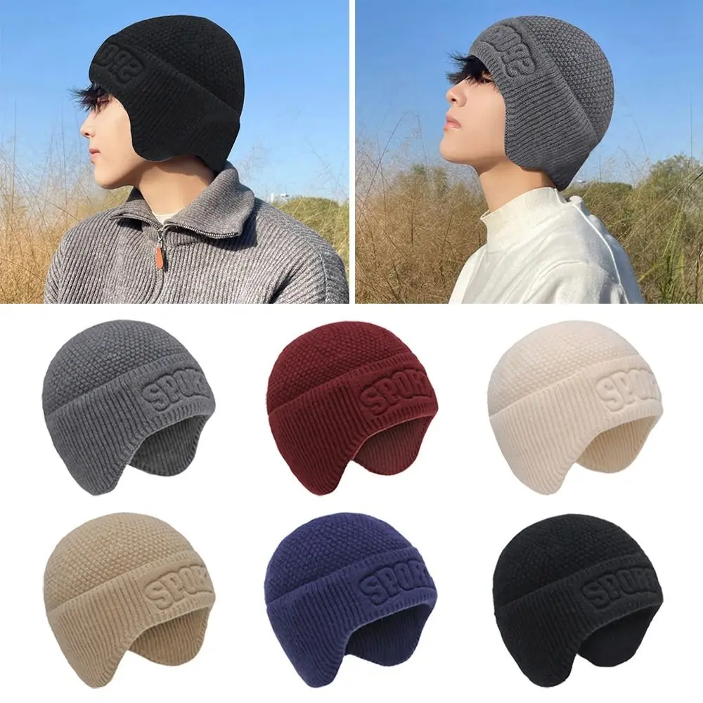 Outdoor Soft Winter Hat Fleece-Lined Warm Beanie Hat Sports Thick Earflap Cap for Men