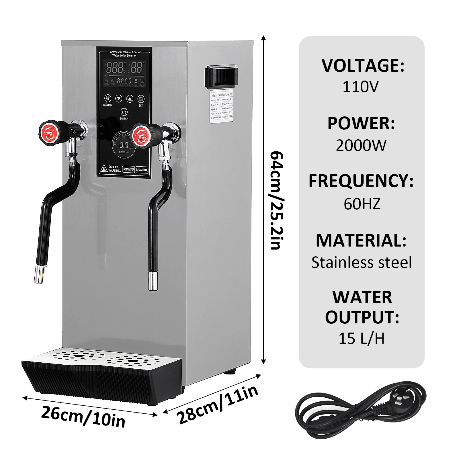 Electric Steam Milk Frothing Machine 2-Wand Automatic Steam Boiling Water Machine Electric Coffee Foam Maker Frothing Machine