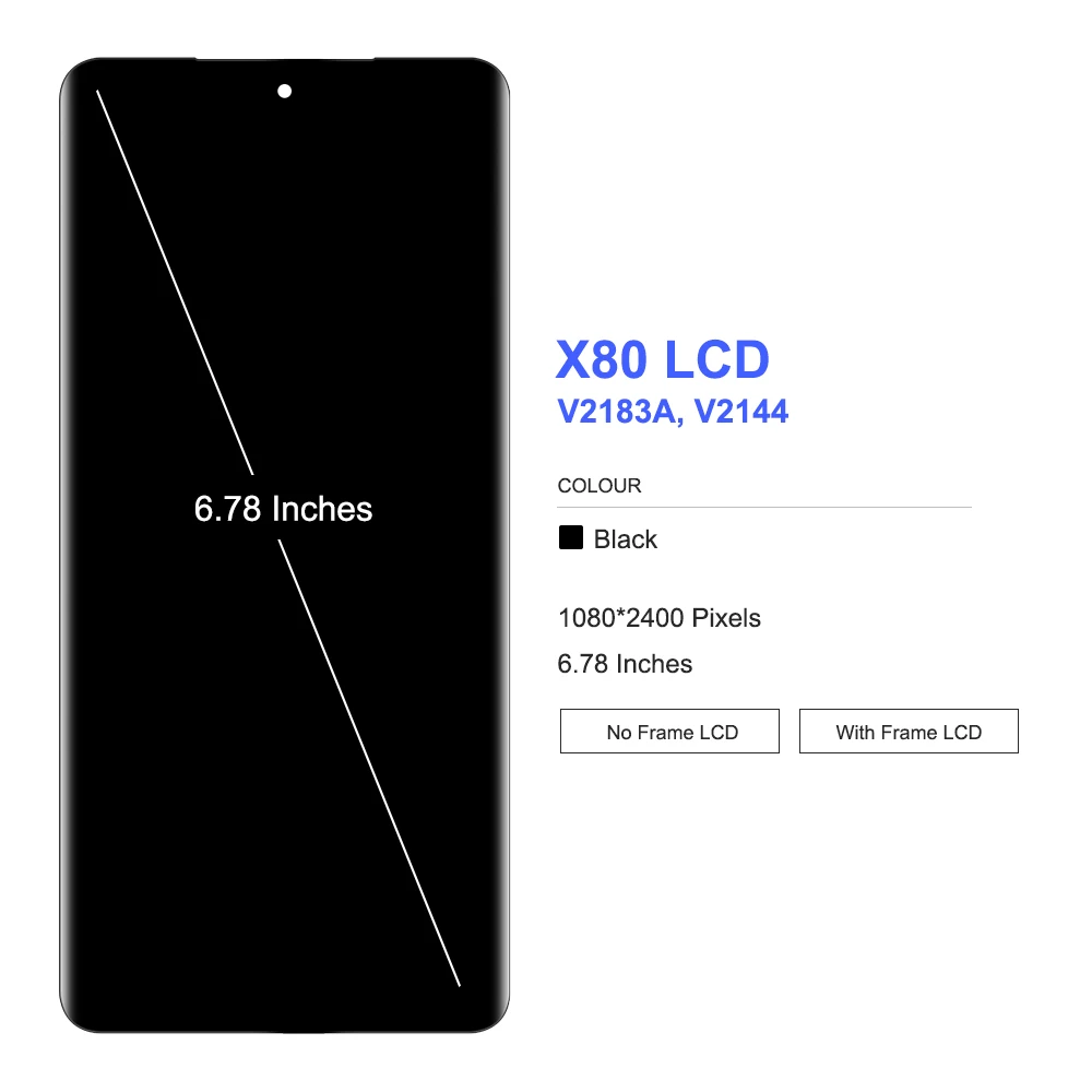 120HZ AMOLED For Vivo X80 V2144 LCD Display Touch panel Screen Digitizer Assembly Replacement For Vivo X80 Display Screen