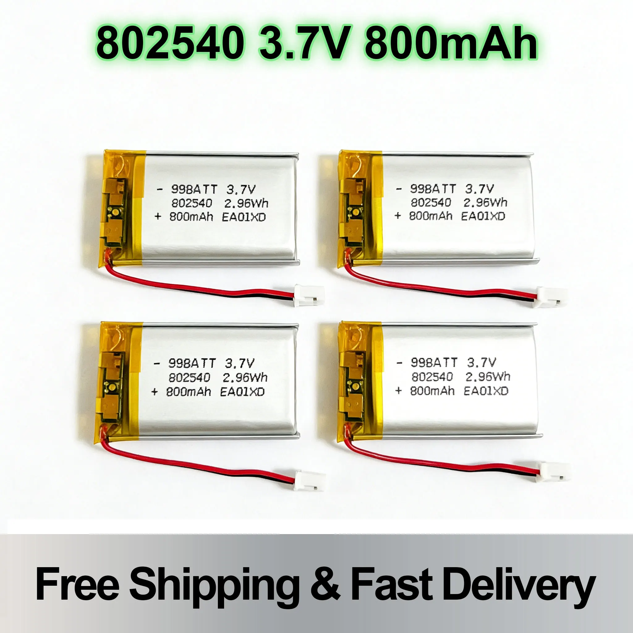 

802540 082540 High Capacity 3.7V 800mAh Lipo Pouch Cell Rechargeable Lithium Polymer for Razor Breast Pump Counter Light Speaker