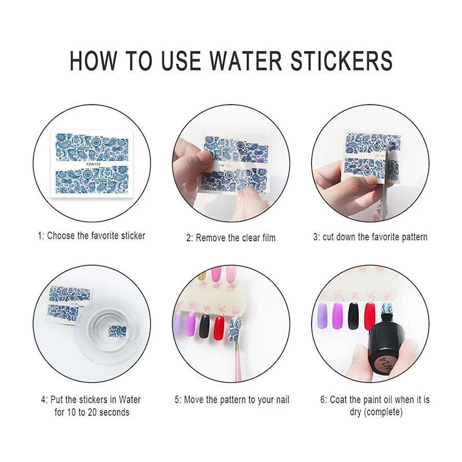 ชุดสติกเกอร์ติดเล็บลายเสือดาวดอกทานตะวัน48ชิ้นลายเล็บตกแต่งภาพสไลเดอร์น้ำ