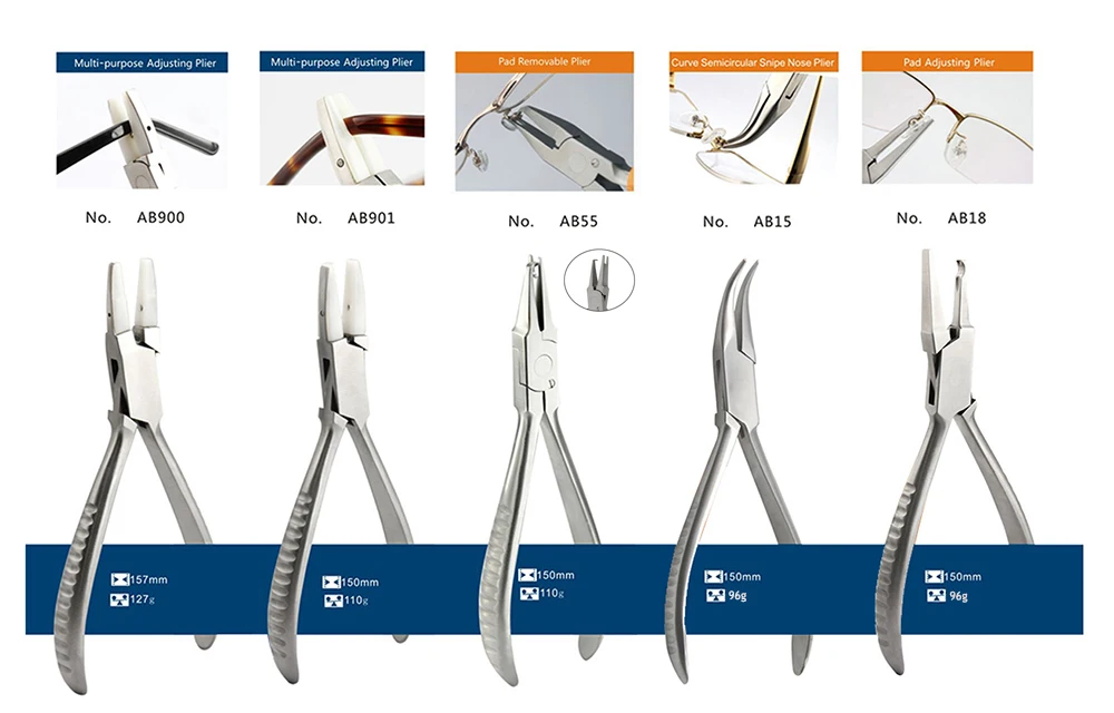 High Quality Stainless Steel Eyeglasses Spring Plier Glasses Nose Pad Multi Purpose Adjusting Plier Eyewear Repair Hand Tool