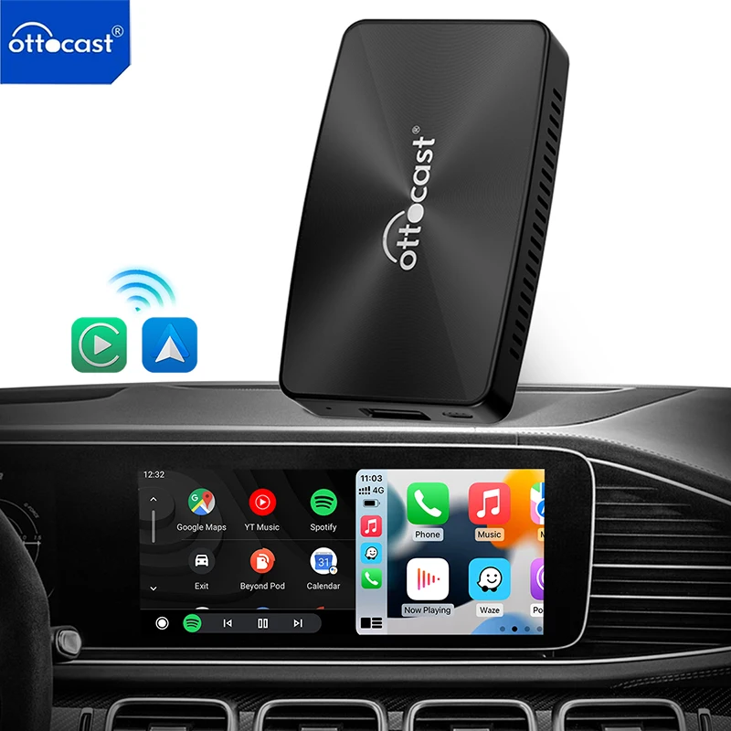 

OTTOCAST U2X PRO 2 in 1 Wireless Carplay Adapter Android Auto USB Dongle 0 Delay Plug and Play for Cars with Wired Carplay