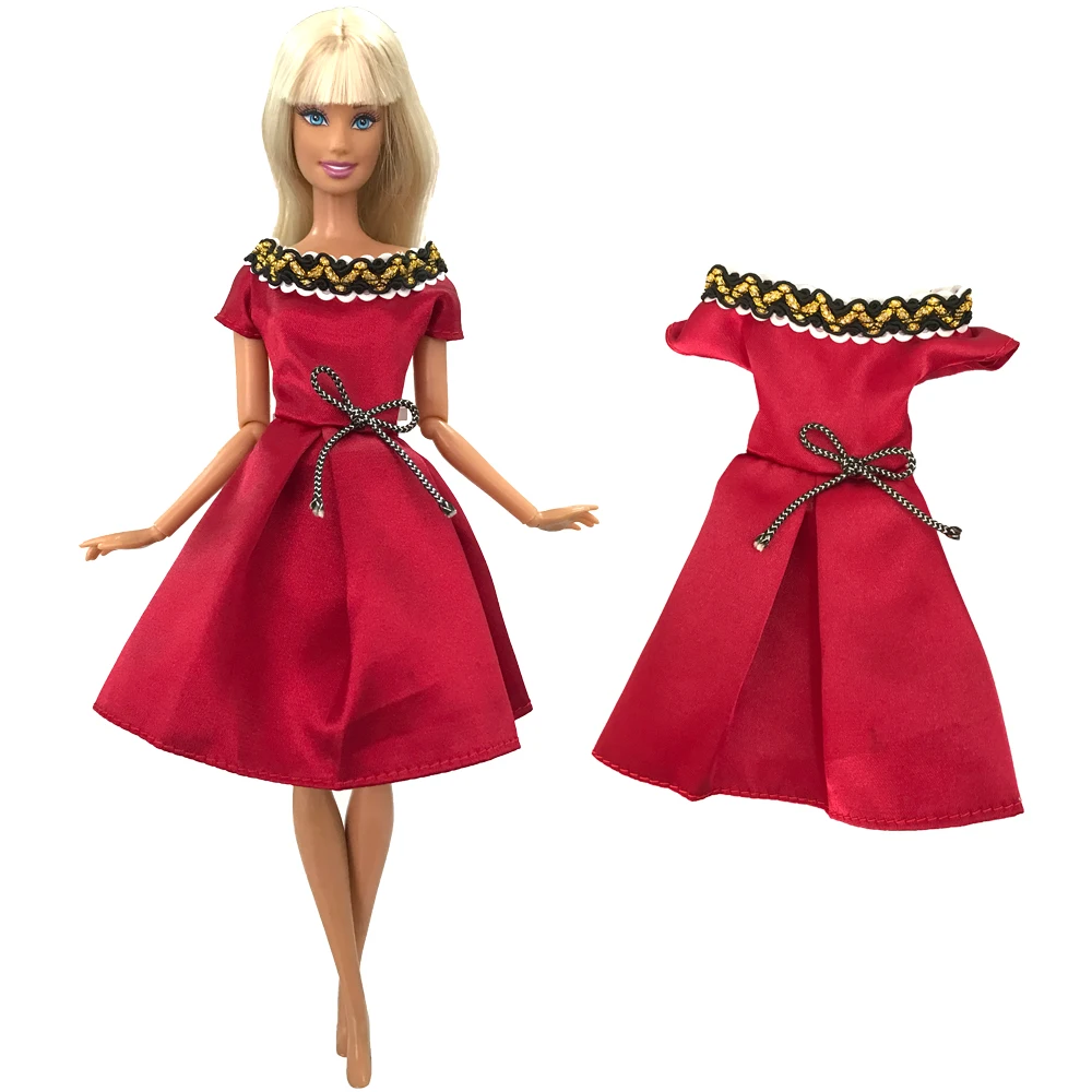 NK Official Fashion Red Dress for Barbie Doll Clothes 1/6 Outfit Casual Wear Clothing Handmade Skirt DIY Dollhouse Accessories