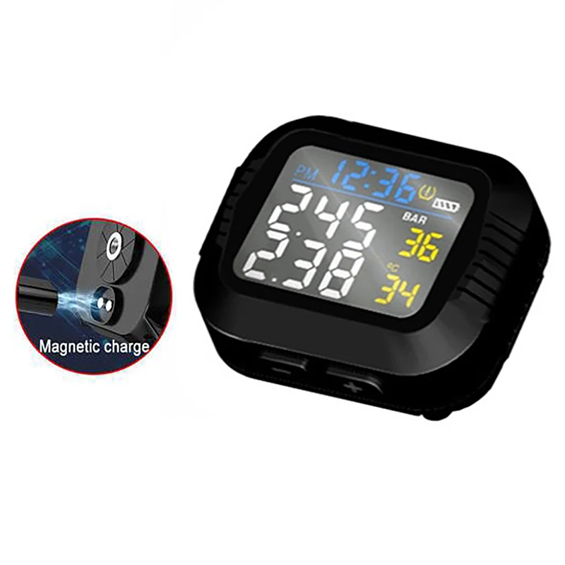 Waterproof Motorcycle Real Time Tire Pressure Monitoring System External Sensor Wireless LCD Display Moto TPMS