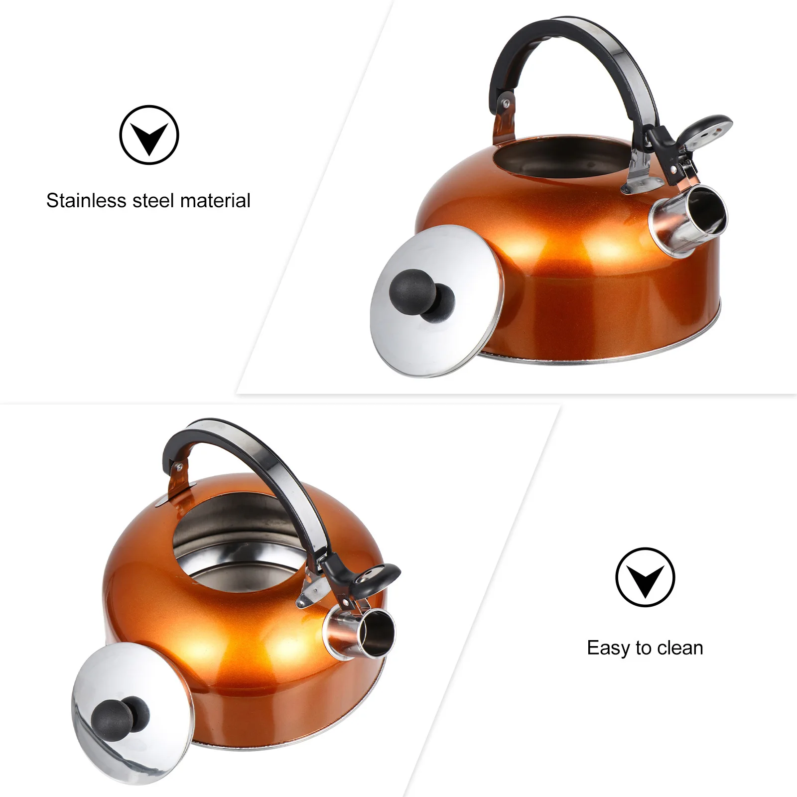 

1Pcs Stainless Steel Tea Kettle Whistling Practical Boiling Teapot Ergonomic Handle Non Dripping Spout Home Office