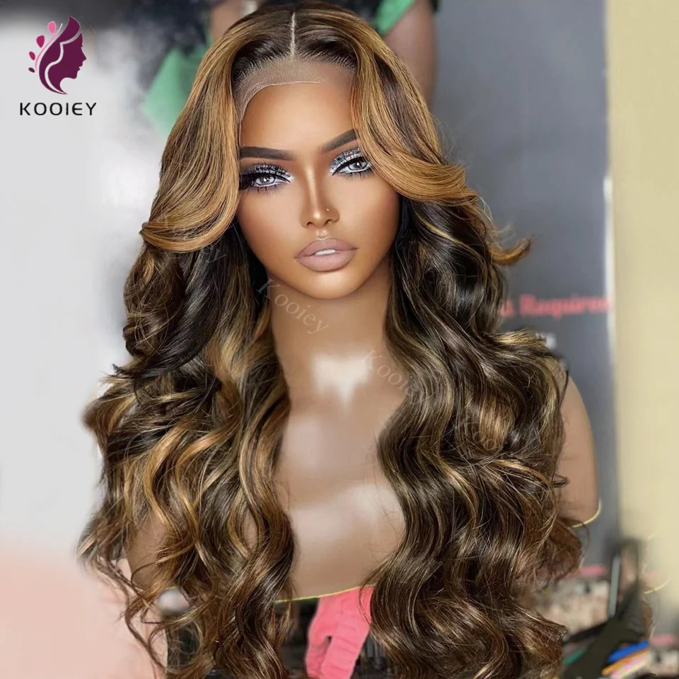 Highlight Wig Ombre Body Wave 13x4 Silk Top Human Hair Wig Brazilian Body Wavy Wig Highlight Honey Blonde 13x6 Lace Frontal Wig