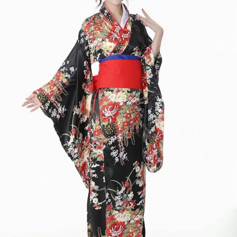 Long Furisode Kimono Dancing Dress Performance Wear Japanese Stage Clothing Acg Dance Photography plus Size