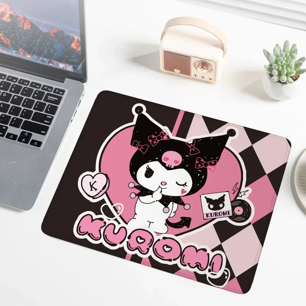 Cartoon Kuromi Checkerboard Leather Mouse Pad for Computer Gaming Pc Accessories Sanrio Small  Mousepad Gamer Keyboard Mat Pad