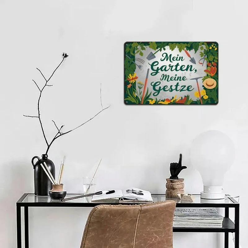 Iron Wall Art Logo Garden-themed Iron Metal Tin Decoration 8x12 Inches Suitable for Home and Cafe Decorations