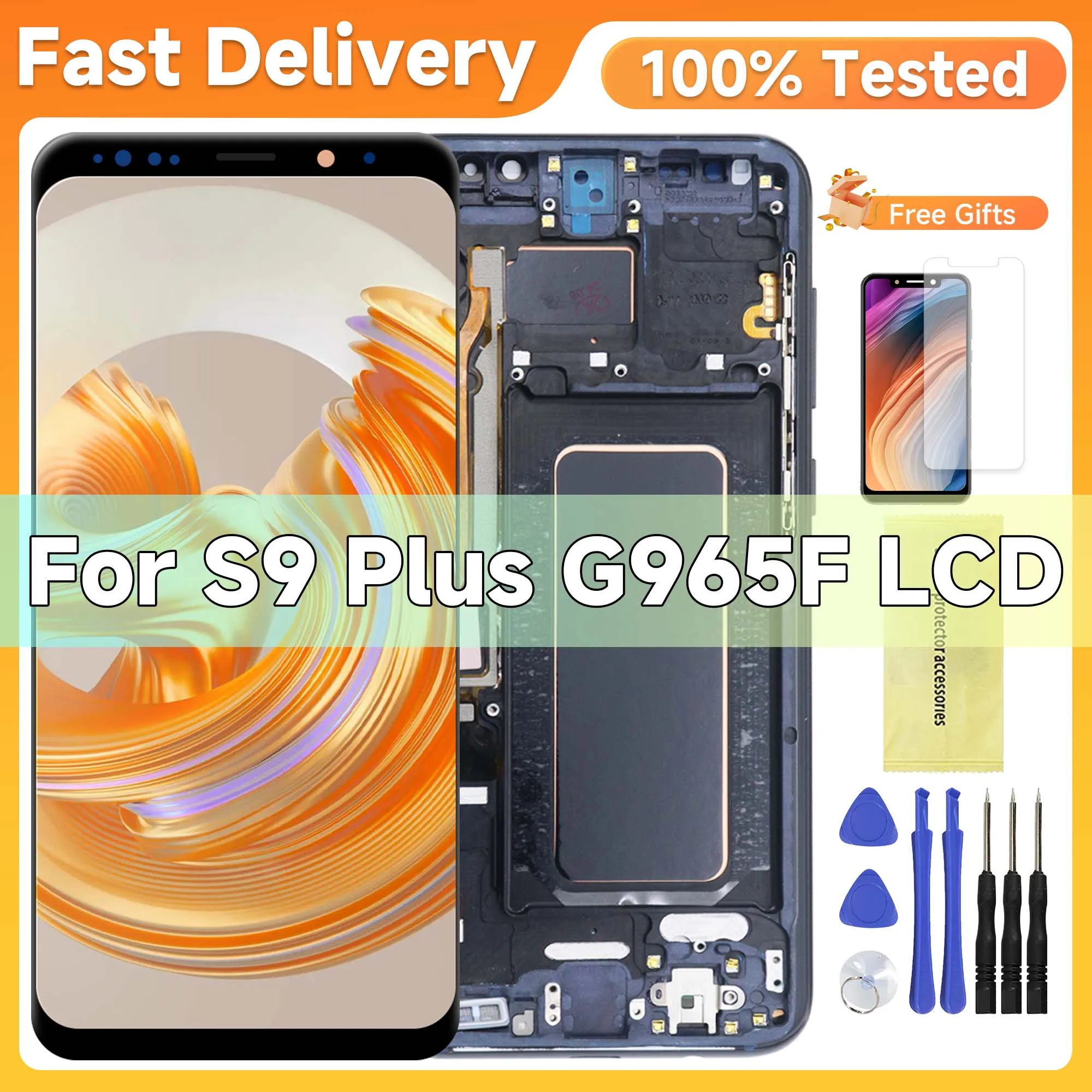 

S9+ Super AMOLED Display Screen for Samsung Galaxy S9 Plus G965F G9650 Lcd Display Digital Touch Screen with Frame Assembly Part