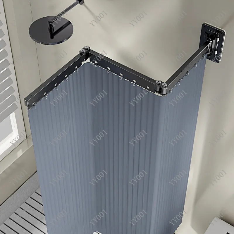 Invisible Folding Shower Curtain Thick Waterproof Fabric Mildew Proof Bathroom Partition