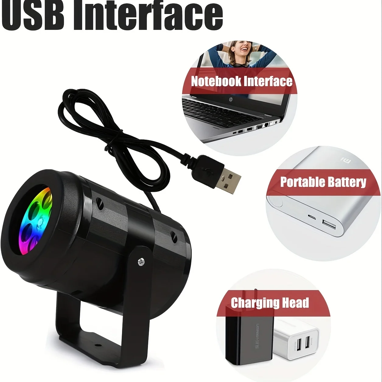 USB الطاقة أضواء جهاز عرض عيد الميلاد LED أضواء الجنية 360 °   مصباح إسقاط الثلج الأبيض الدوار لتزيين حفلات المنزل وعيد الميلاد
