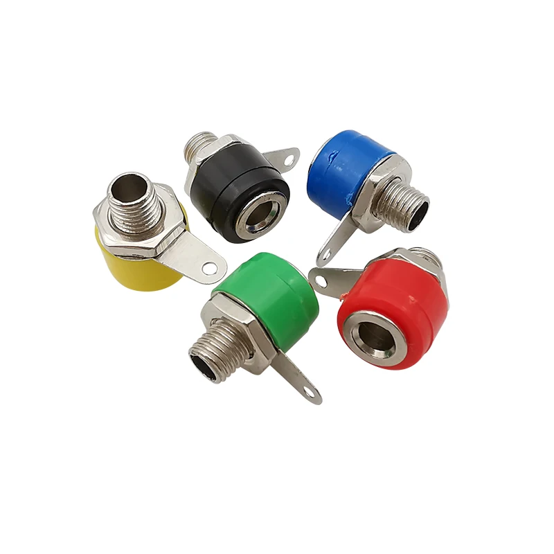 25Pcs 5 Color 4mm Banana Binding Post Test Connector 4mm Banana Female Socket Plug Jack Adapter DIY Red Black Green Yellow Blue