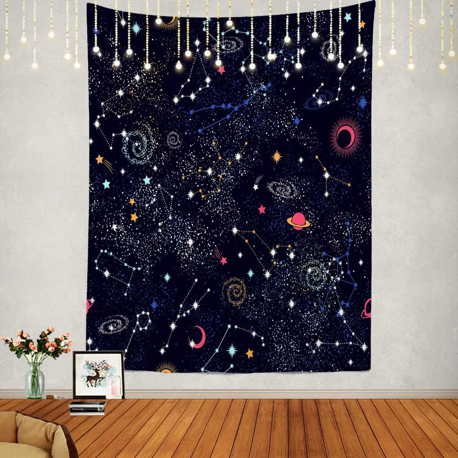 Space Tapestry,Space Pattern Science Stars in Galaxy Wall Hanging Large Tapestry Psychedelic Tapestry Decorations Bedroom Living