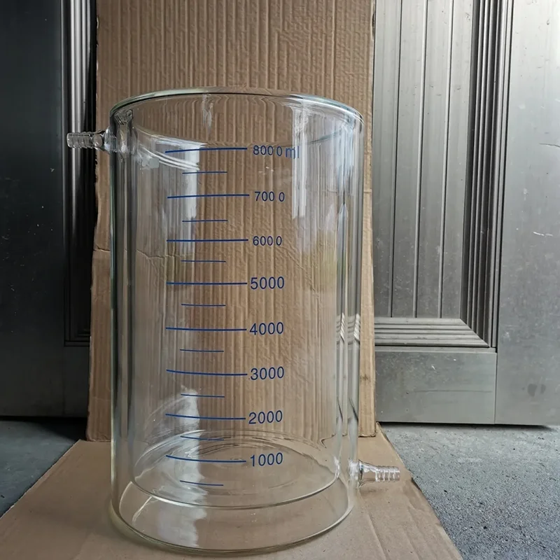 8000ml double-jacketed beaker high boron silicon material high temperature resistant transparency