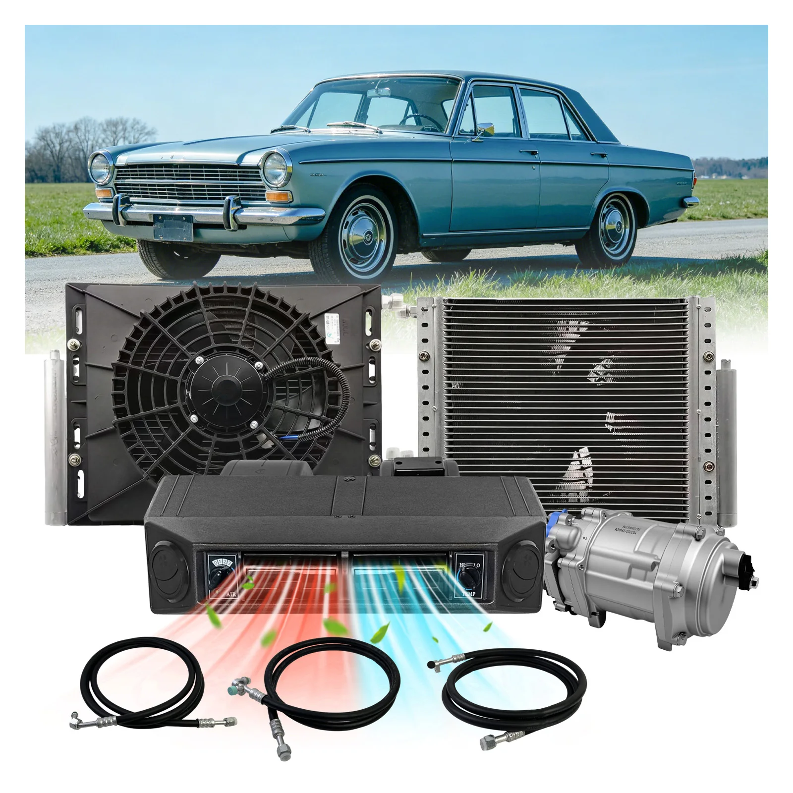 Treeligo Elektroauto-Klimaanlage, 12 V, kühles Parkplatz, Klimaanlage, Ventilator für Automobil, LKW, Wohnmobil, Van, Bus, Boot, Bagger
