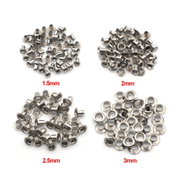 KALASO 200Pcs Mini Size Brass Material Silver Color Grommet Eyelets Without Washer Fit Craft DIY Supplies 1.5mm 2mm 2.5mm 3mm
