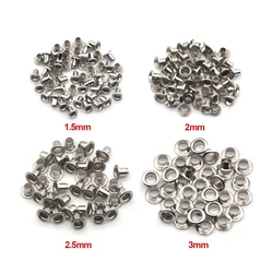 KALASO 200Pcs Mini Size Brass Material Silver Color Grommet Eyelets Without Washer Fit Craft DIY Supplies 1.5mm 2mm 2.5mm 3mm