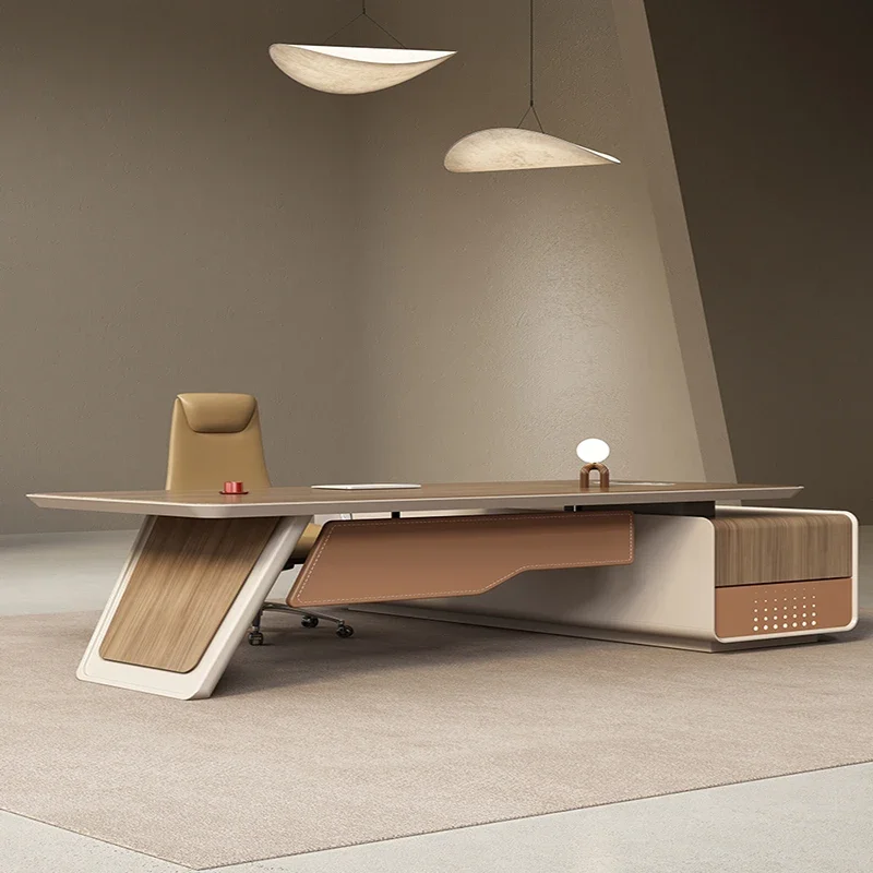 

High-end light luxury boss desk, high-end sense office, high-end manager boss office desk and chair