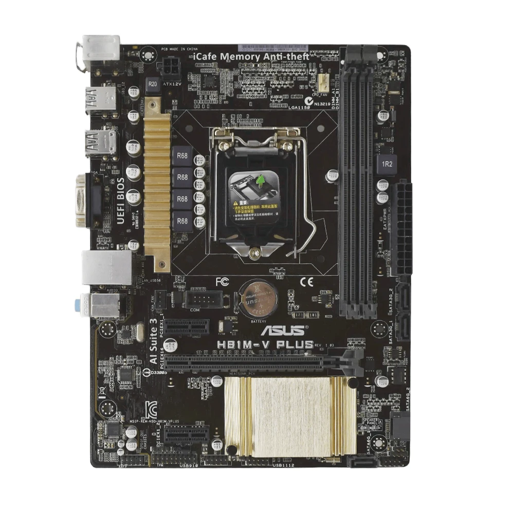 ASUS H81M-V PLUS Motherboard LGA1500 Support i7-4790K i7-4770K i5-4690K i5-4670K i3-4130 CPU 2xDDR3 1600MHz mATX Mainboard