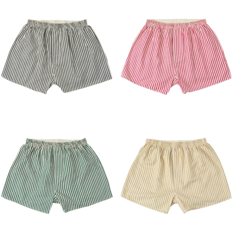 Men's Woven Boxer Shorts Striped Modal Loose Fit Lounge Pants Breathable Soft Cotton Home Wear