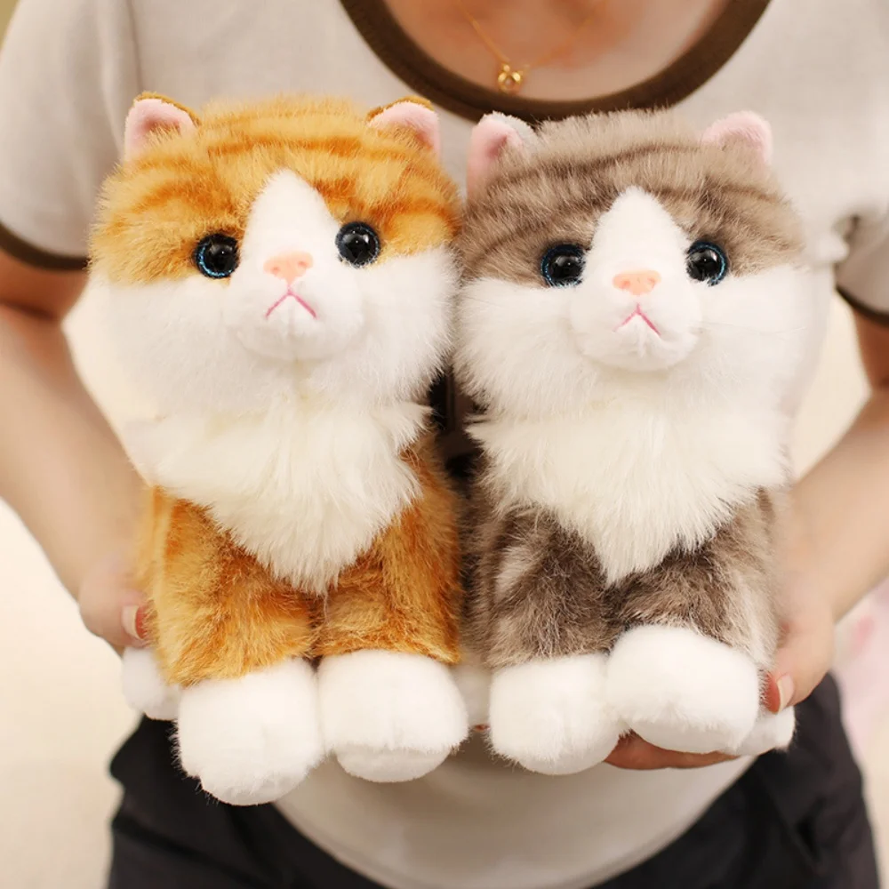 Cute Realistic Kitten Plush Toy Soft Stuffed Sitting Cat Doll Lovely Desktop Pet Toy Gift for Girls And Boys