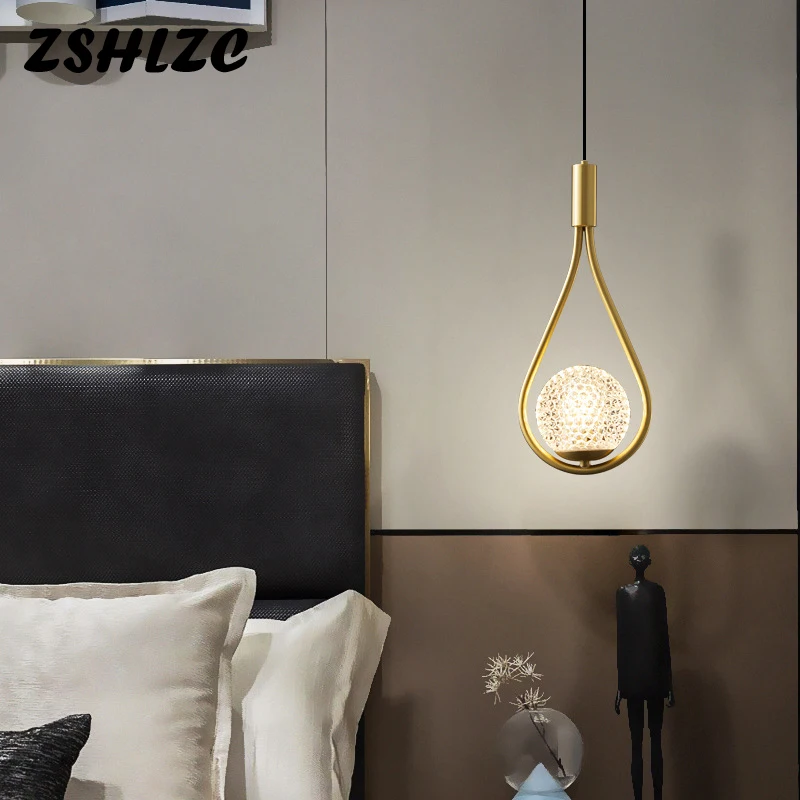 NEW Arrivals LED Pendant Lights for Living room Bedroom Kitchen Decor Hanging Lights Gold Black Bedside Lights Full Copper Lamps