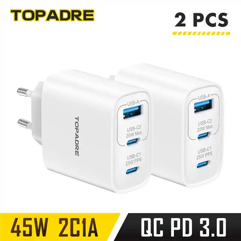 45W GaN-Ladegerät für Smartphones PD Super-Schnellladung 2.0 PPS Typ-C Display-Ladegerät für iPhone 17 16 Xiaomi Samsung