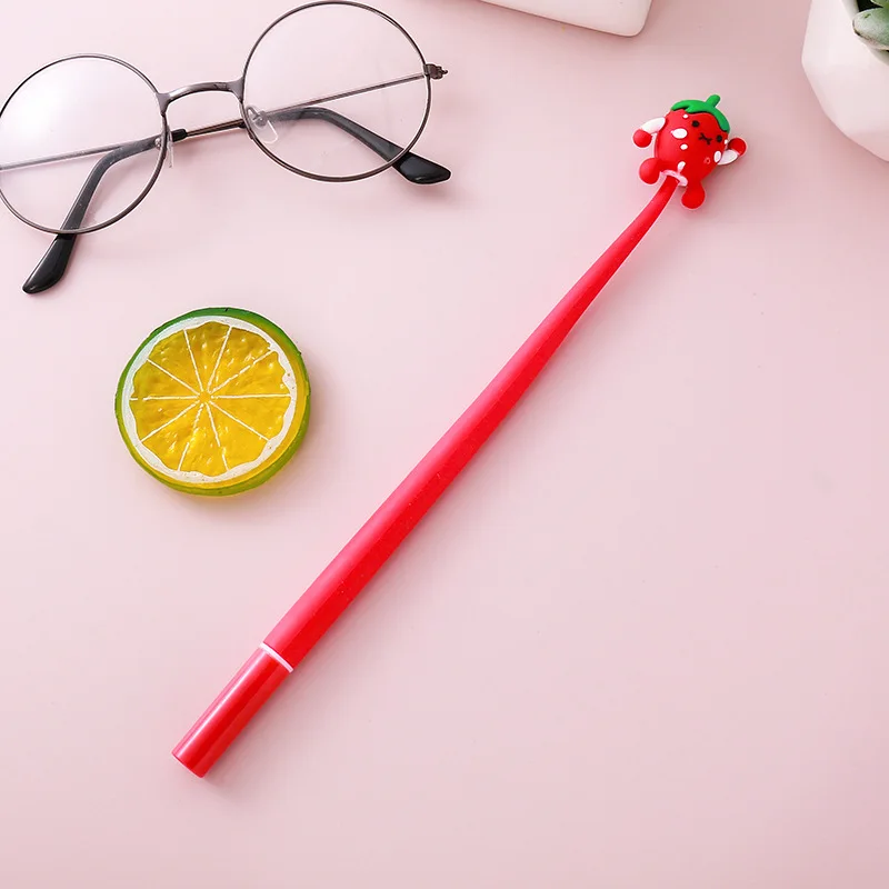 12 Pcs Cute Fruit Rocker Neutral Pen Creative Stationery Student Prize Gift Writing Tools School Supplies